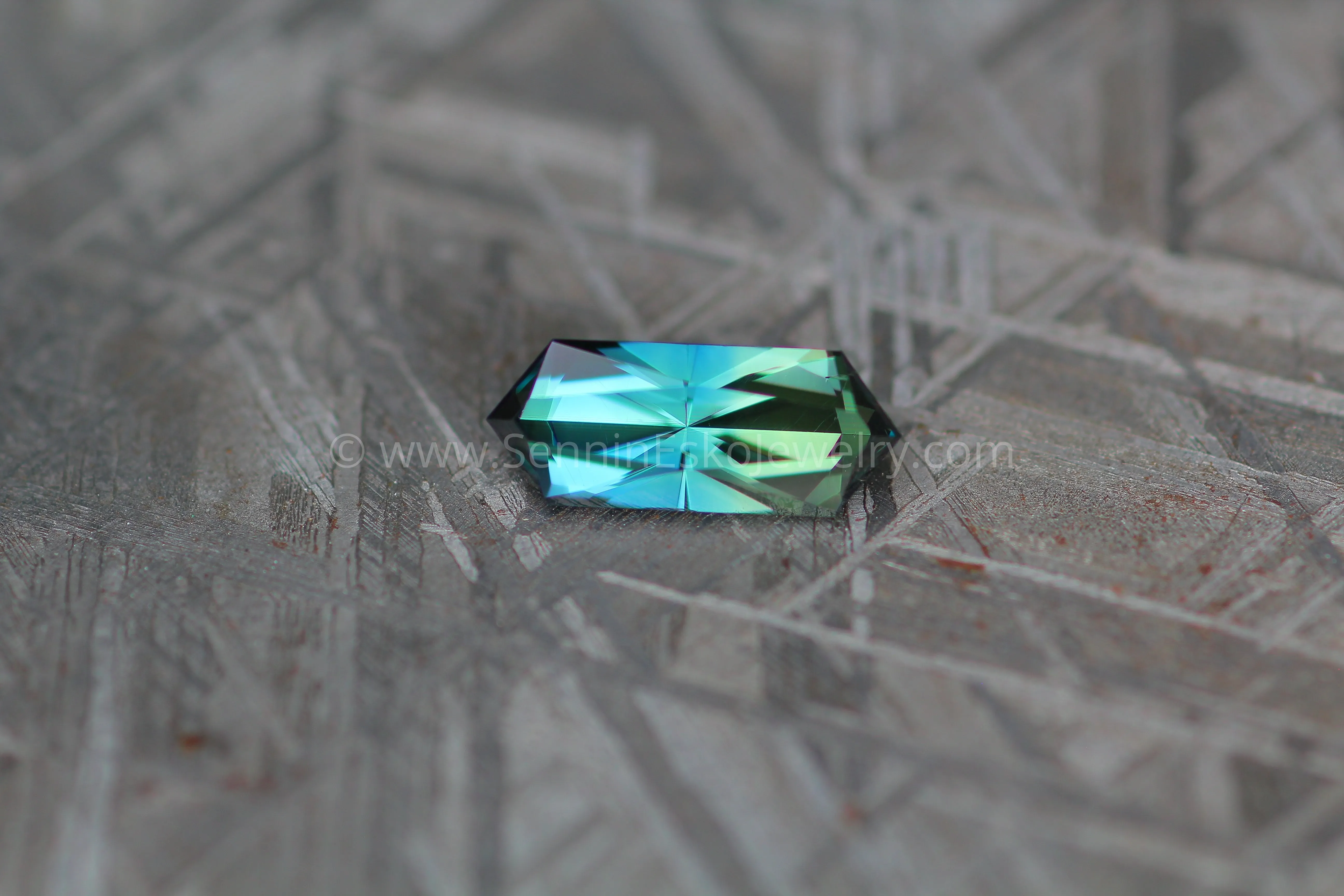 1.7 carat Parti Yellow/Blue Sapphire Hexagon - Scissor Cut, 11.2x4.4mm