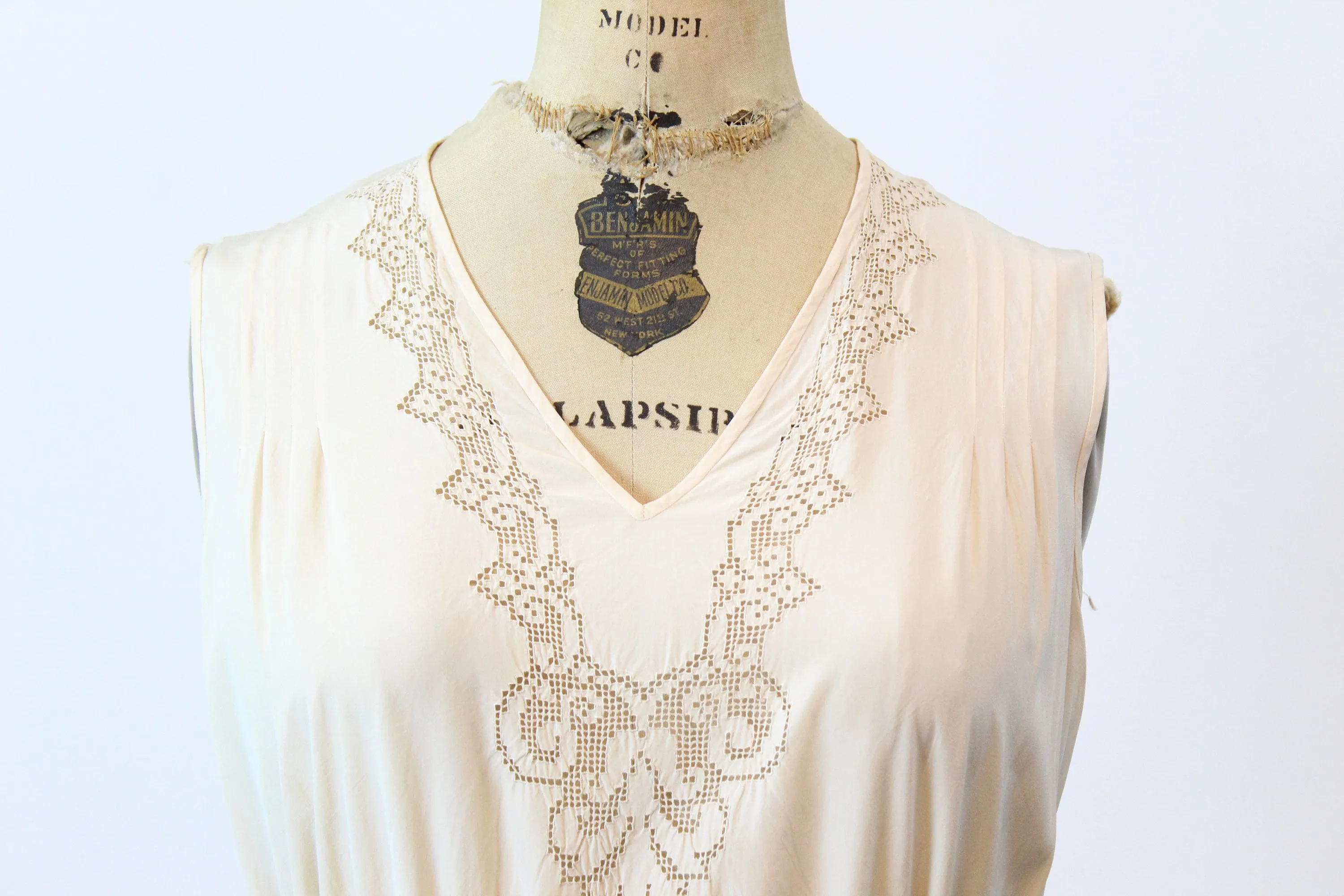 1930s PUNCHED LACE silk dress small | new spring summer
