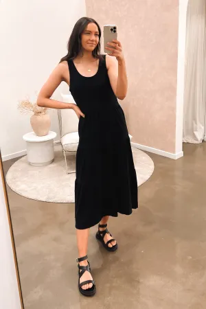 AAE Linen Midi Dress Black
