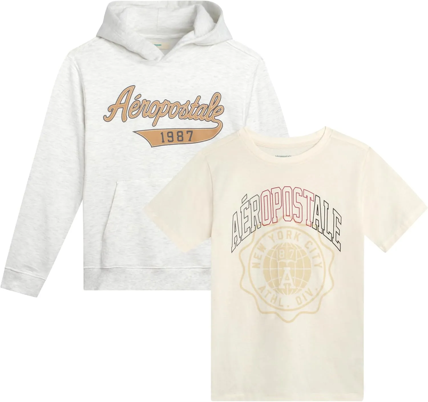AEROPOSTALE Hoodie and T-Shirt Set - 2 Piece Pullover Hoodie Sweatshirt and Active Graphic Tee - Boys Activewear Tops (8-16)