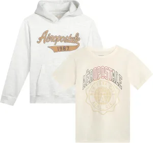 AEROPOSTALE Hoodie and T-Shirt Set - 2 Piece Pullover Hoodie Sweatshirt and Active Graphic Tee - Boys Activewear Tops (8-16)