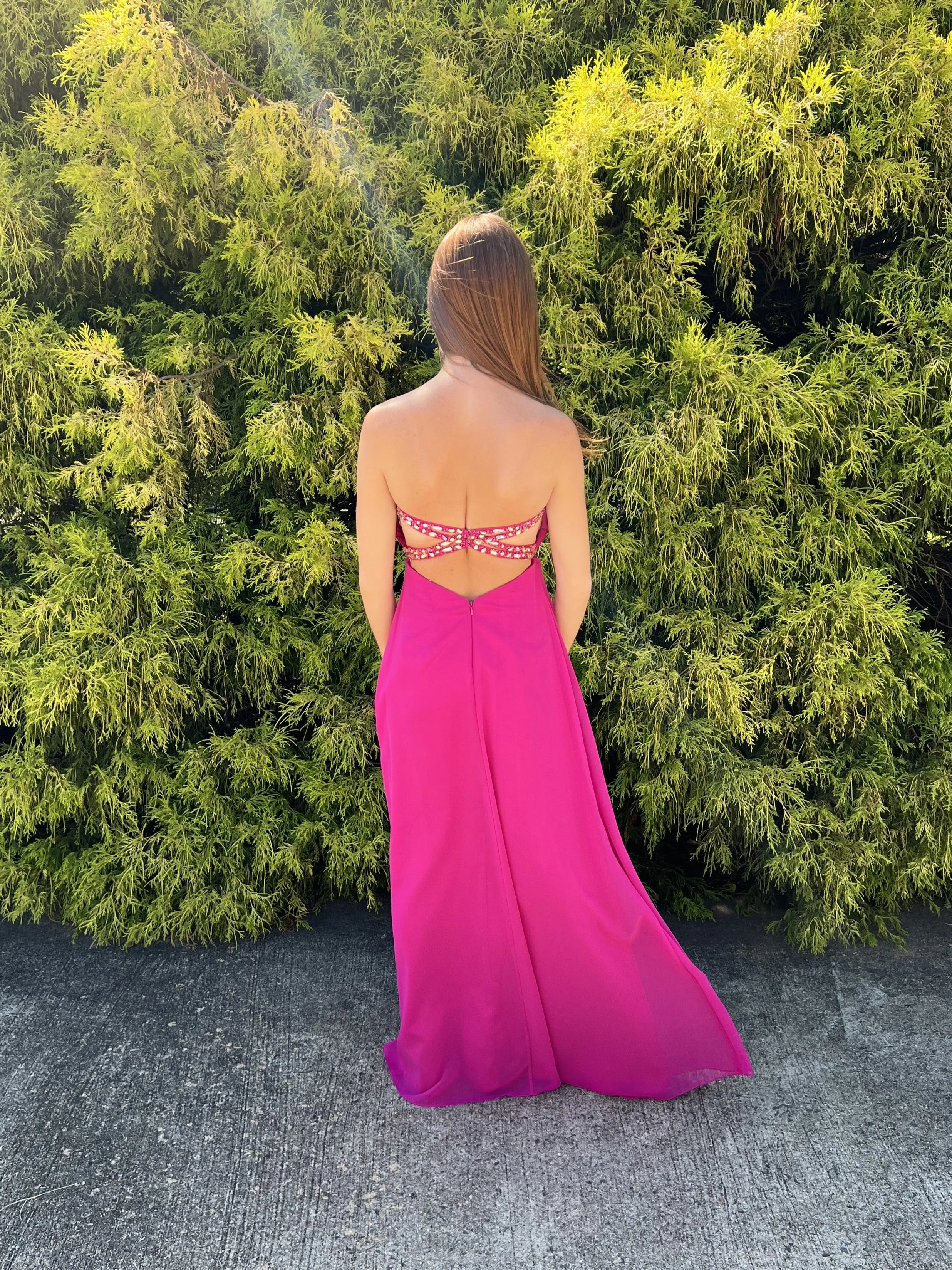 Alyce Paris 35745 Fuschia Pink Chiffon Prom Dress