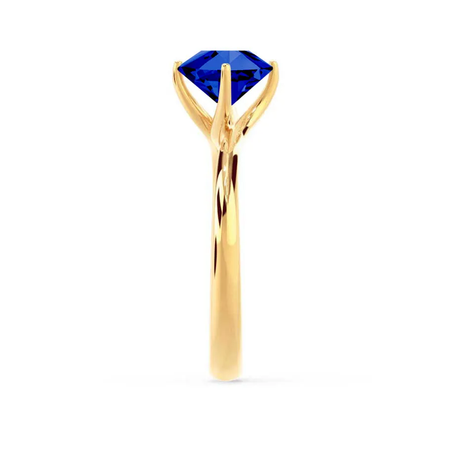 ANNORA - Chatham® Blue Sapphire 18k Yellow Gold Twist Solitaire Ring