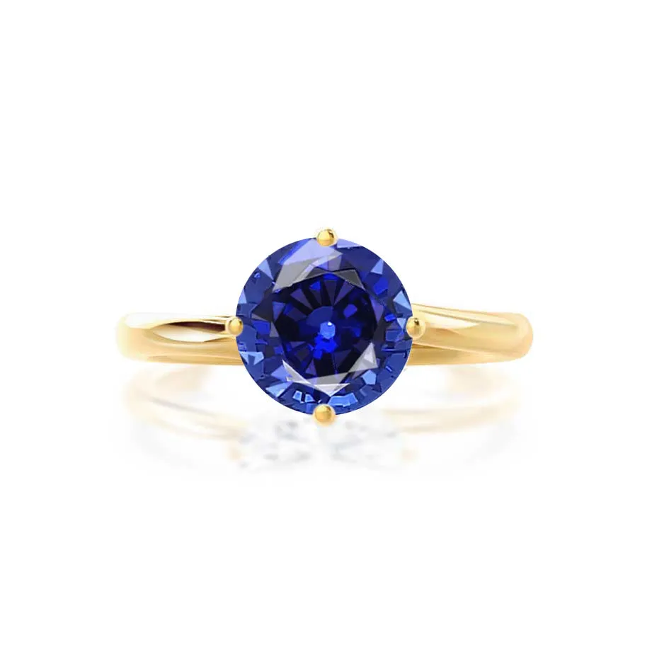 ANNORA - Chatham® Blue Sapphire 18k Yellow Gold Twist Solitaire Ring