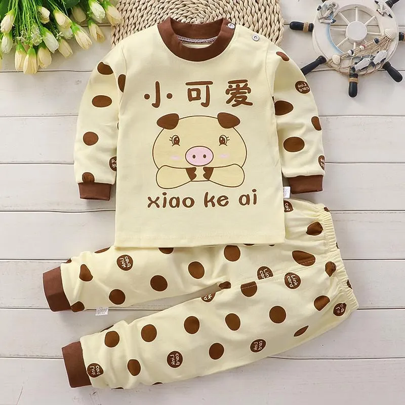 Autumn Cotton Base Baby Pajamas Set
