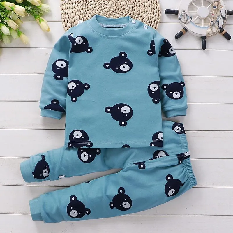 Autumn Cotton Base Baby Pajamas Set