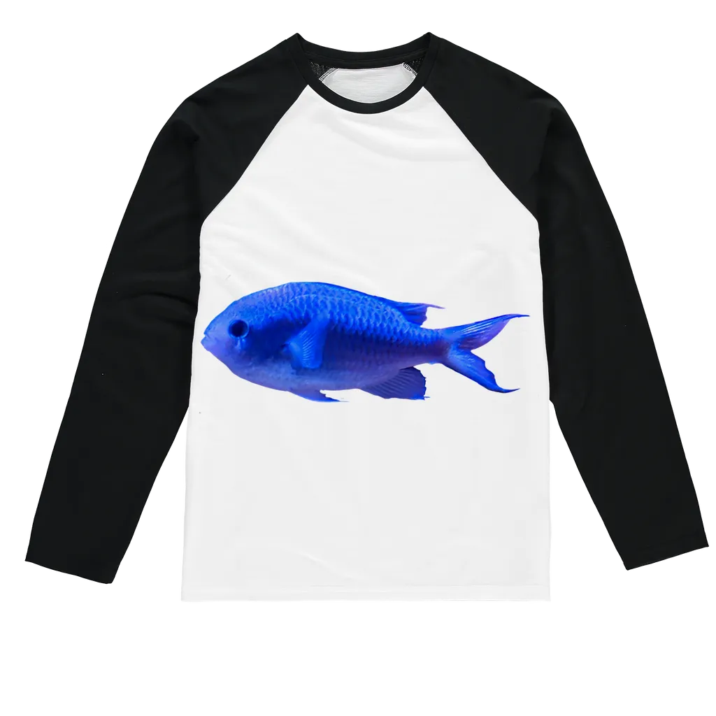 Blue Fish Sublimation Baseball Long Sleeve T-Shirt