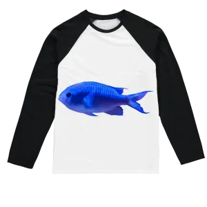 Blue Fish Sublimation Baseball Long Sleeve T-Shirt
