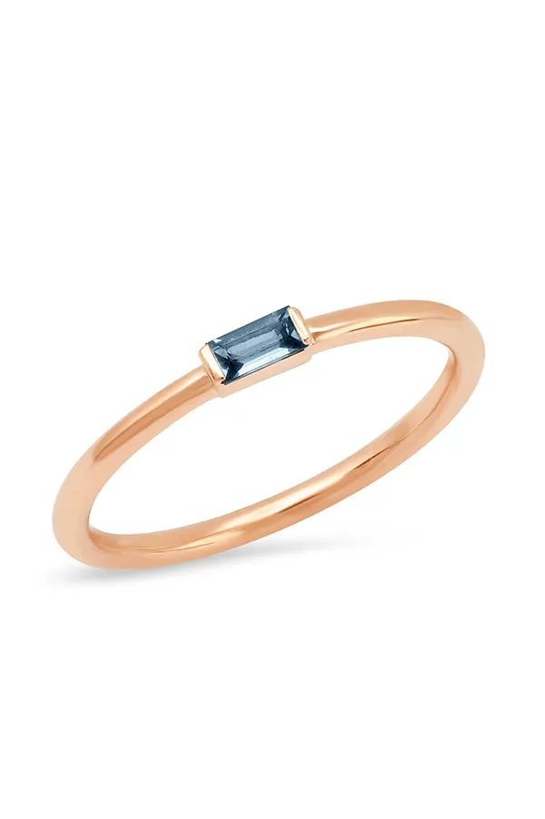 Blue Sapphire Baguette Solitaire Ring