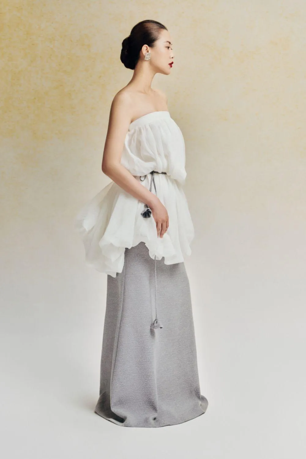 Bong Benh Bubble See-Through Cotton Lawn Midi Skirt
