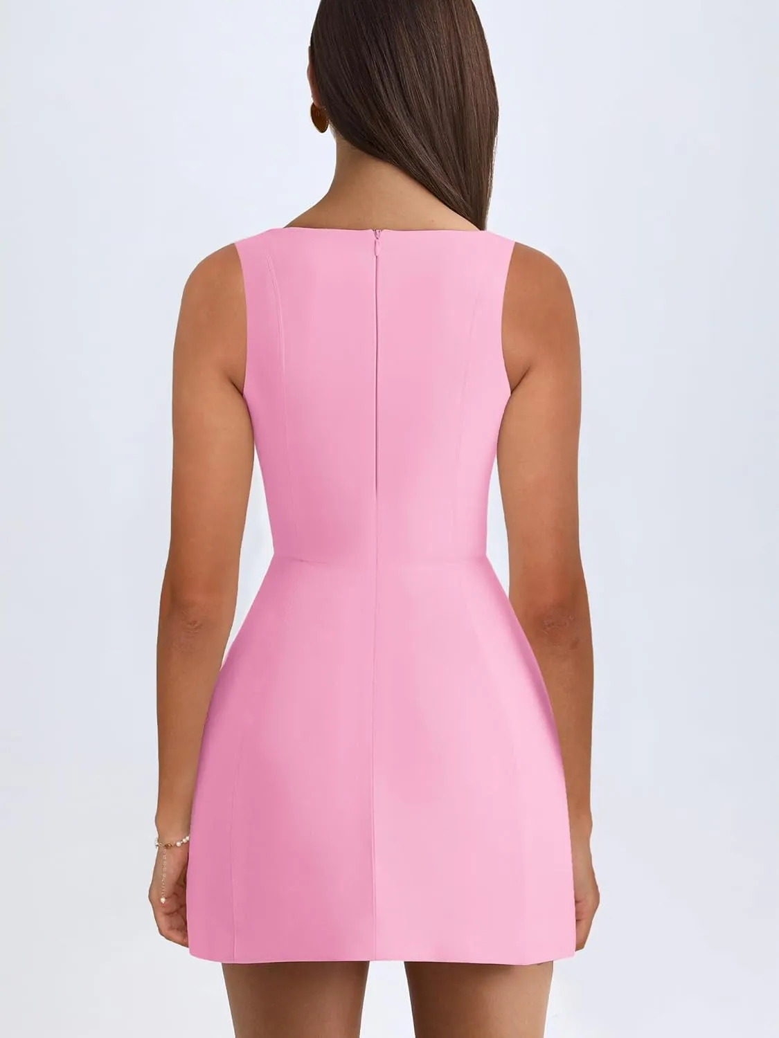 BORIFLORS Women's Sexy Bodycon Corset Mini A Line Dresses Sleeveless Square Neck Party Short Dress