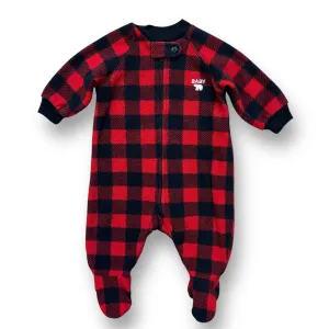 Boys Children's Place Size 0-3 Months Red & Black Plaid Zip Footie Pajamas