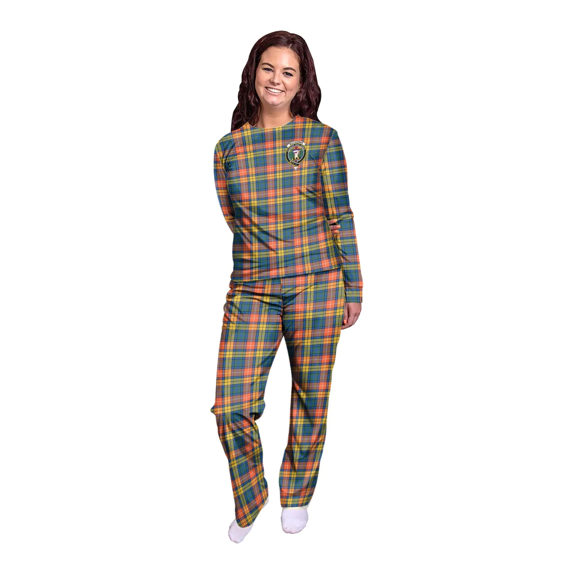 Buchanan Ancient Tartan Pajamas Family Set with Family Crest