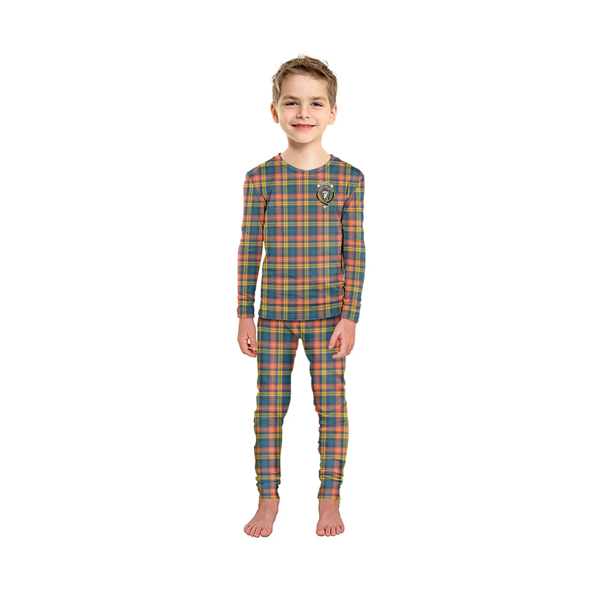 Buchanan Ancient Tartan Pajamas Family Set with Family Crest