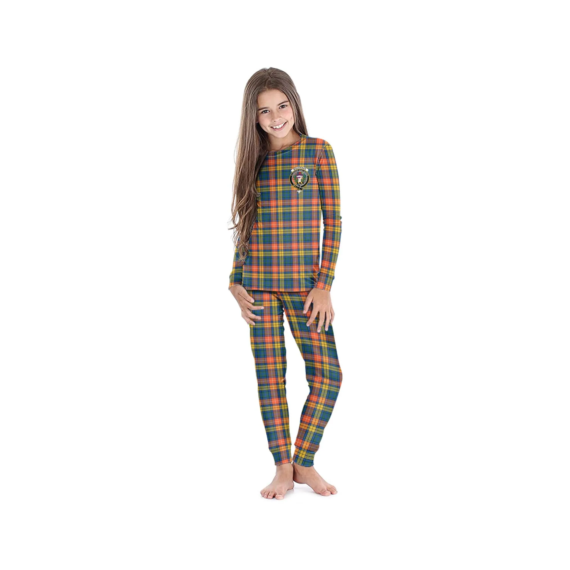 Buchanan Ancient Tartan Pajamas Family Set with Family Crest