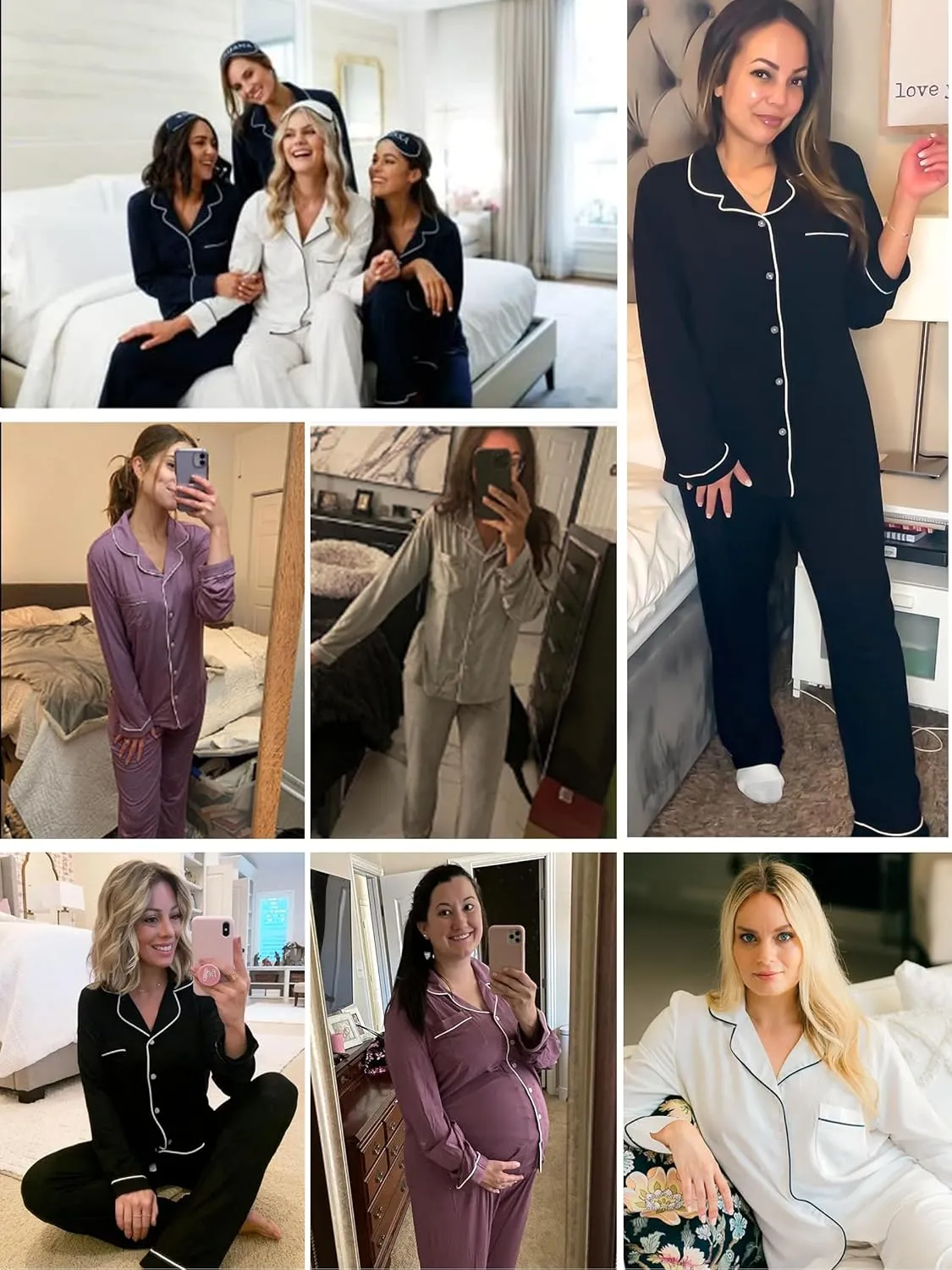 Button Up Pajamas for Women Long Sleeve Sleepwear Soft Loungewear Ladies Pjs Set XS-XXL