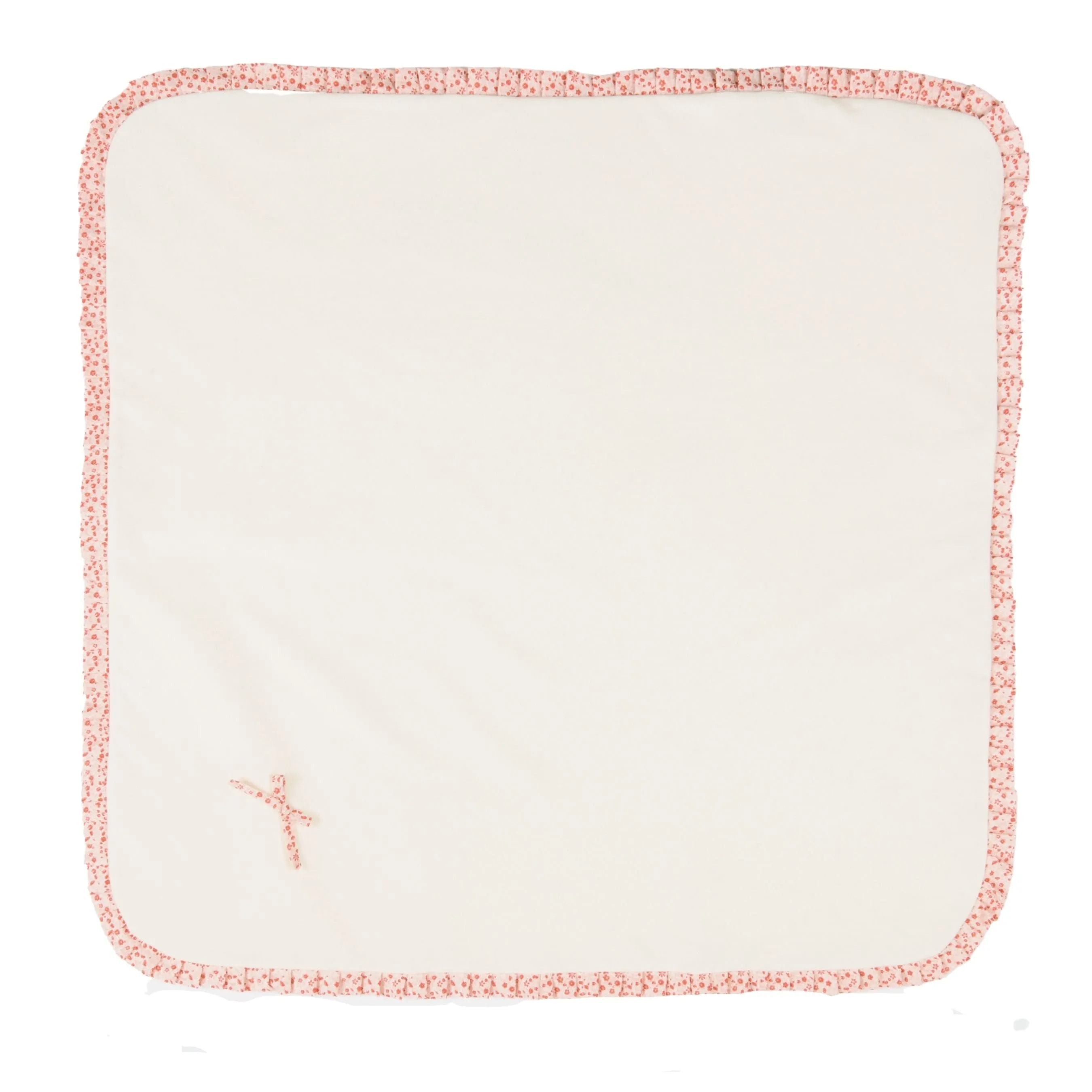 Candy | Ivory Cotton Blanket With Floral Ruffle (80cm)