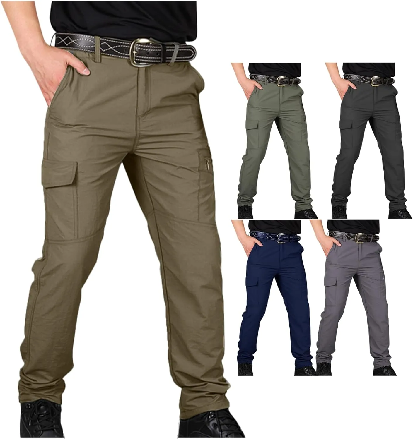 Cargo Pants for Men Slim Fit Water Resistant Breathable Stretchy Lightweight Quick Dry Work Hiking Tactical Pants