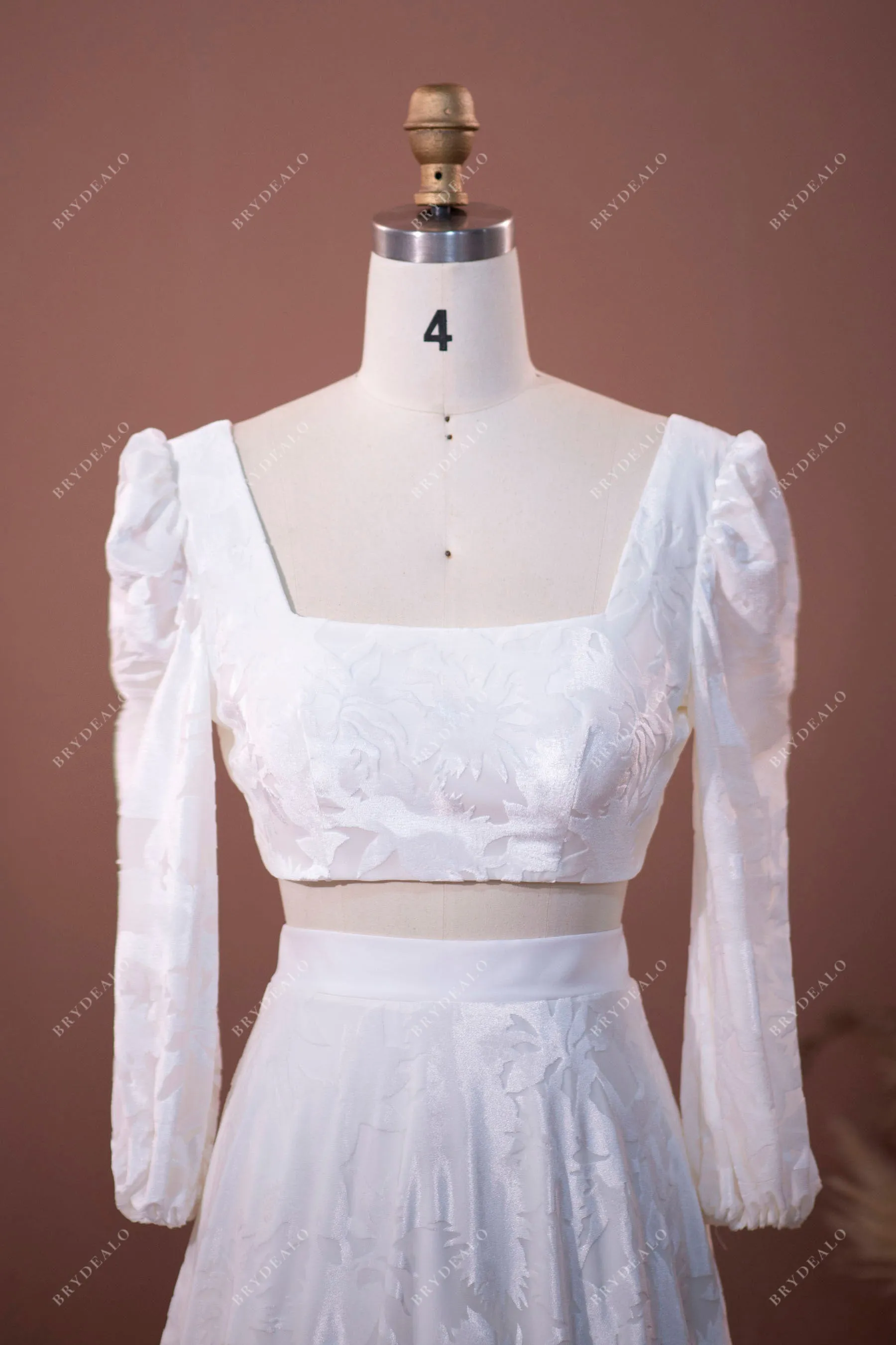 Chic Velvet Long Sleeve Two-piece Wedding Dress