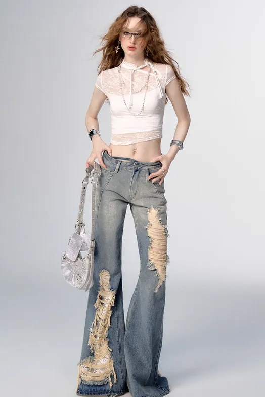 China Collar See-through Lace Top & Long Ribbon Lace Arm Covers OFA0151