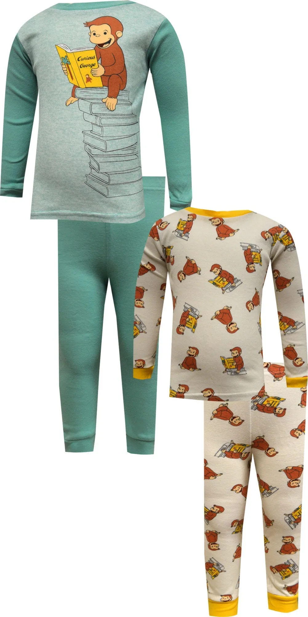 Curious George Loves To Read Toddler 4 Piece Cotton Pajamas