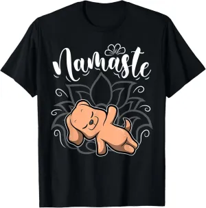Cute Dog Yoga Pose Asana Lotus Blossom Namaste T-Shirt
