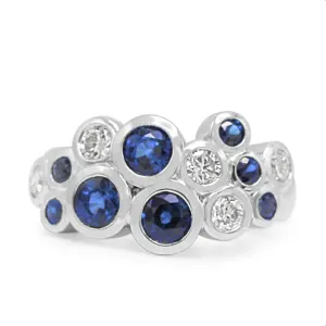 Diamond & Sapphire 'Bubbles' Dress Ring - 18ct White Gold
