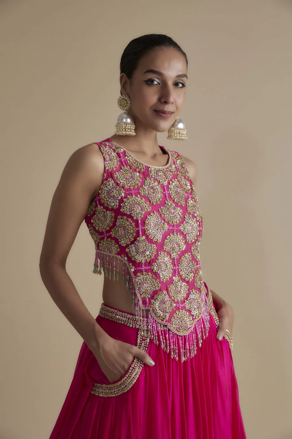 Embroidered Blouse & Skirt Set