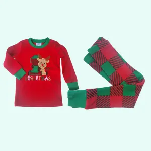 First Christmas Pajamas Red and Green Pajamas, Reindeer Pajamas, First Christmas Pajamas  Long Sleeve Boys Pajamas