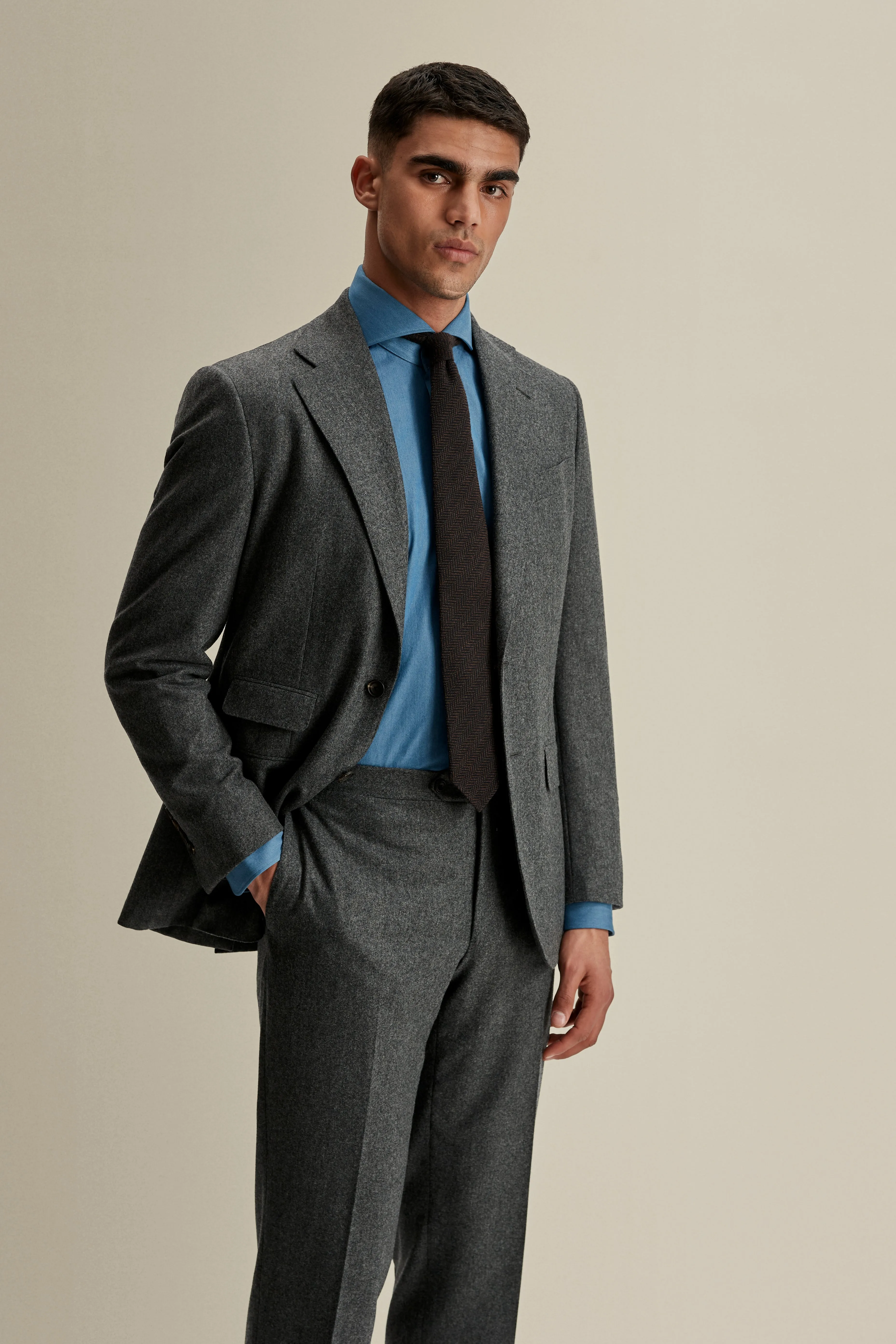 Flannel Single Breasted Wool Suit