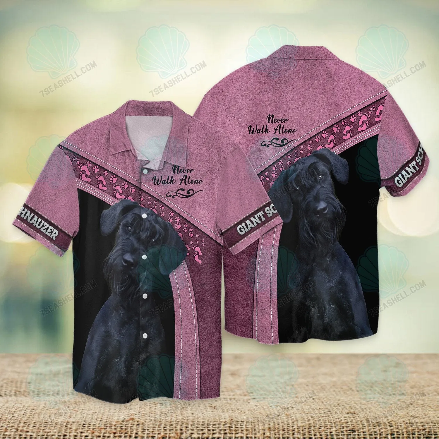 Giant Schnauzer Pink Never Walk Alone 3D Full Print Shirts, Christmas Dog Memorial Gifts for loss of Dog