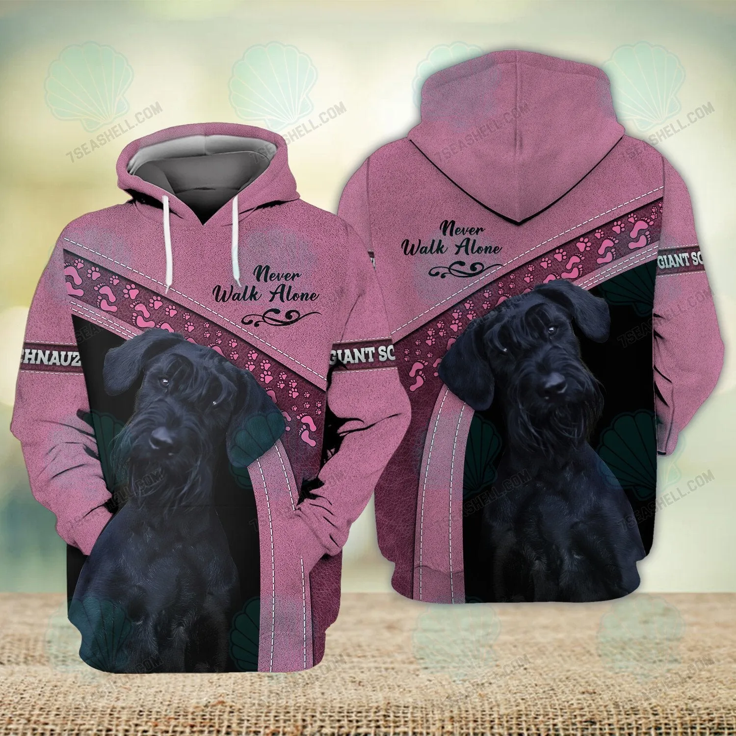 Giant Schnauzer Pink Never Walk Alone 3D Full Print Shirts, Christmas Dog Memorial Gifts for loss of Dog