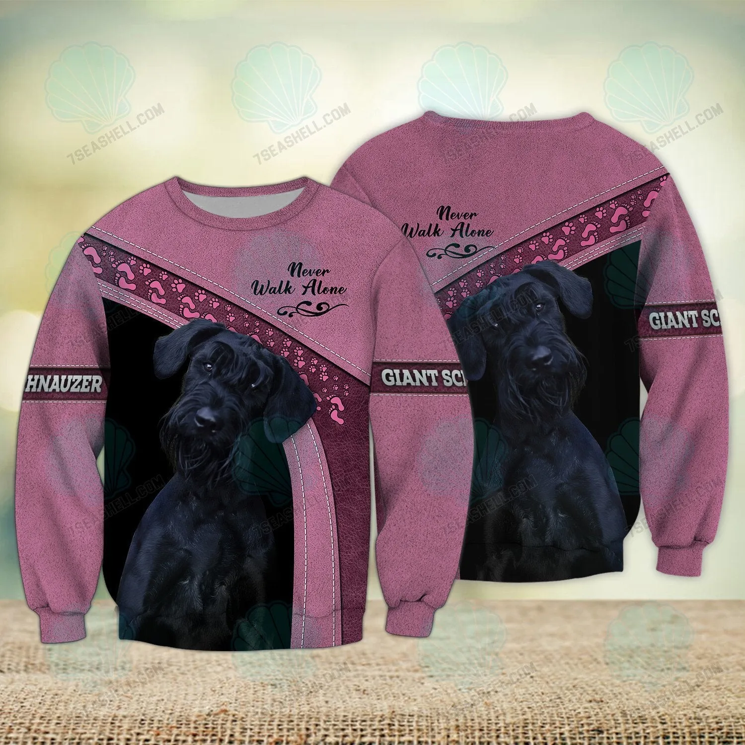 Giant Schnauzer Pink Never Walk Alone 3D Full Print Shirts, Christmas Dog Memorial Gifts for loss of Dog