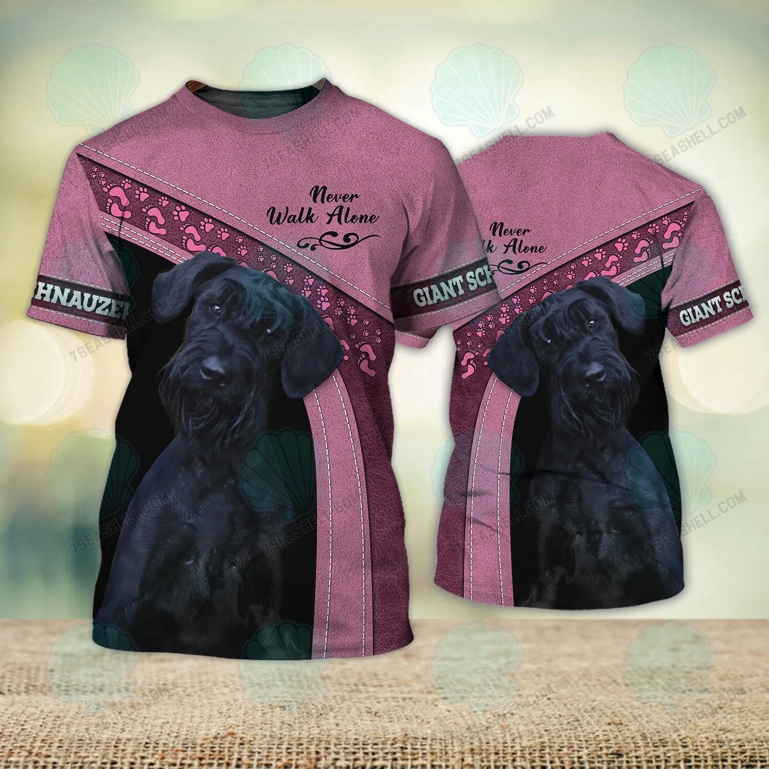 Giant Schnauzer Pink Never Walk Alone 3D Full Print Shirts, Christmas Dog Memorial Gifts for loss of Dog