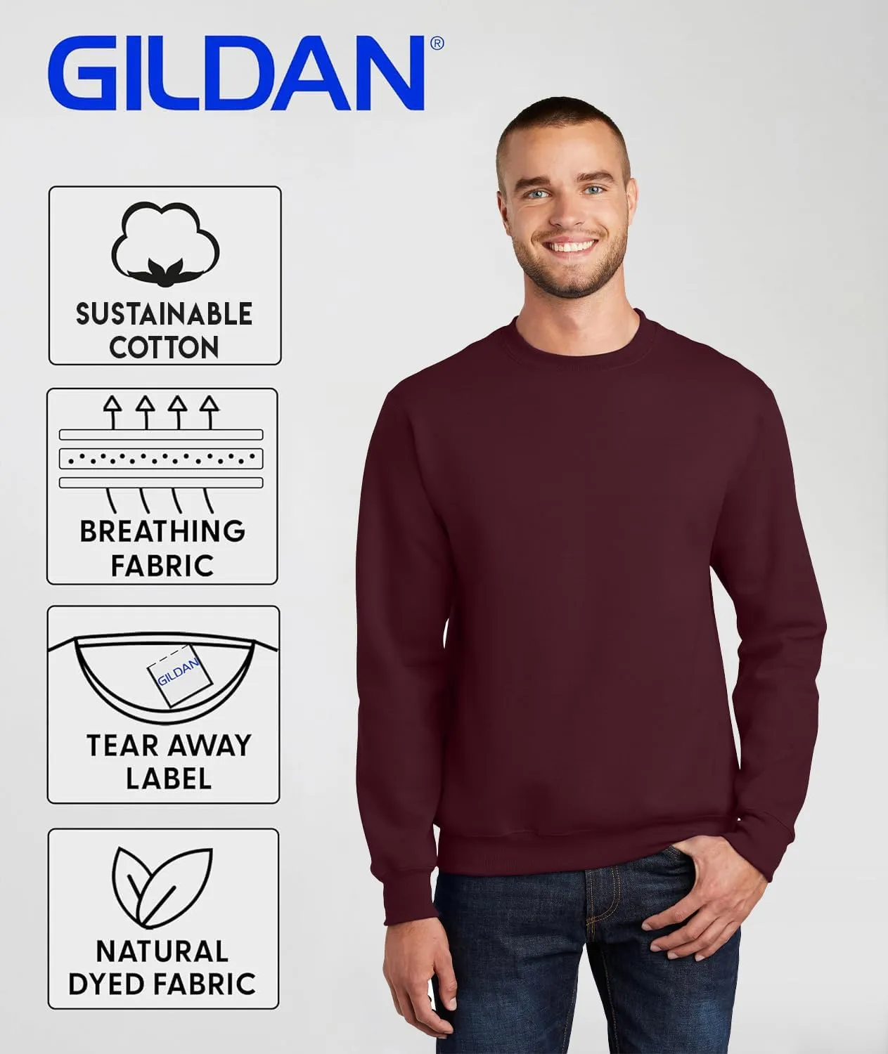 Gildan Custom Crewneck Sweatshirt - Personalized Heavy Blend Unisex Adult Pullover - Add Your Image, Text, or Photo