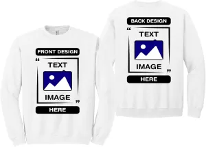 Gildan Custom Crewneck Sweatshirt - Personalized Heavy Blend Unisex Adult Pullover - Add Your Image, Text, or Photo