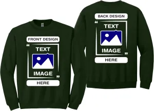 Gildan Custom Crewneck Sweatshirt - Personalized Heavy Blend Unisex Adult Pullover - Add Your Image, Text, or Photo
