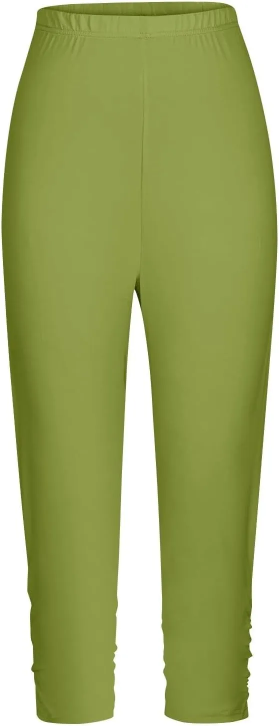 Girl's Tights Girls Cropped Stretchy High Waisted Yoga 3/4 Trousers Solid Color Ruffle Shorts Dance Tights Casual Pants