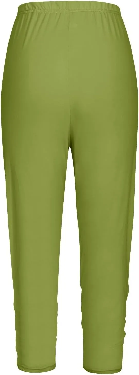 Girl's Tights Girls Cropped Stretchy High Waisted Yoga 3/4 Trousers Solid Color Ruffle Shorts Dance Tights Casual Pants