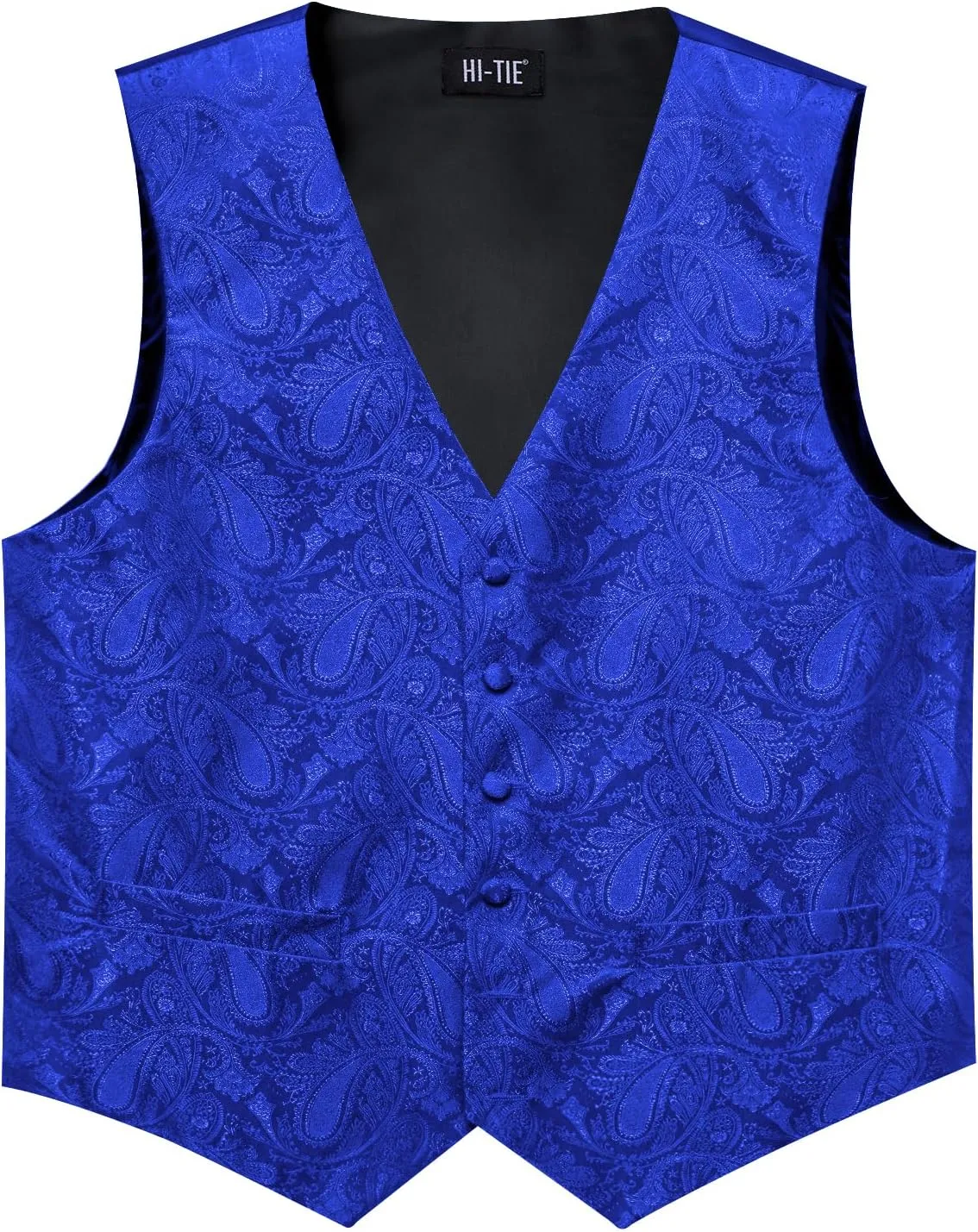 Hi-Tie Men's Suit Vest and Tie Set Formal Waistcoat V-Neck Paisley Vest and Tie Pocket Square Cufflinks Set for Wedding