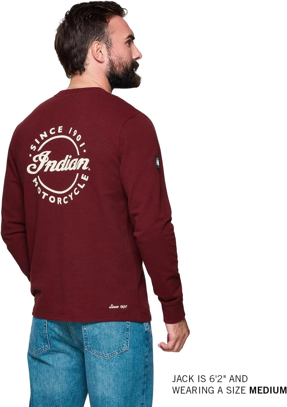Indian Motorcycle Men's Script Icon Pocket Long Sleeve T-Shirt, Port