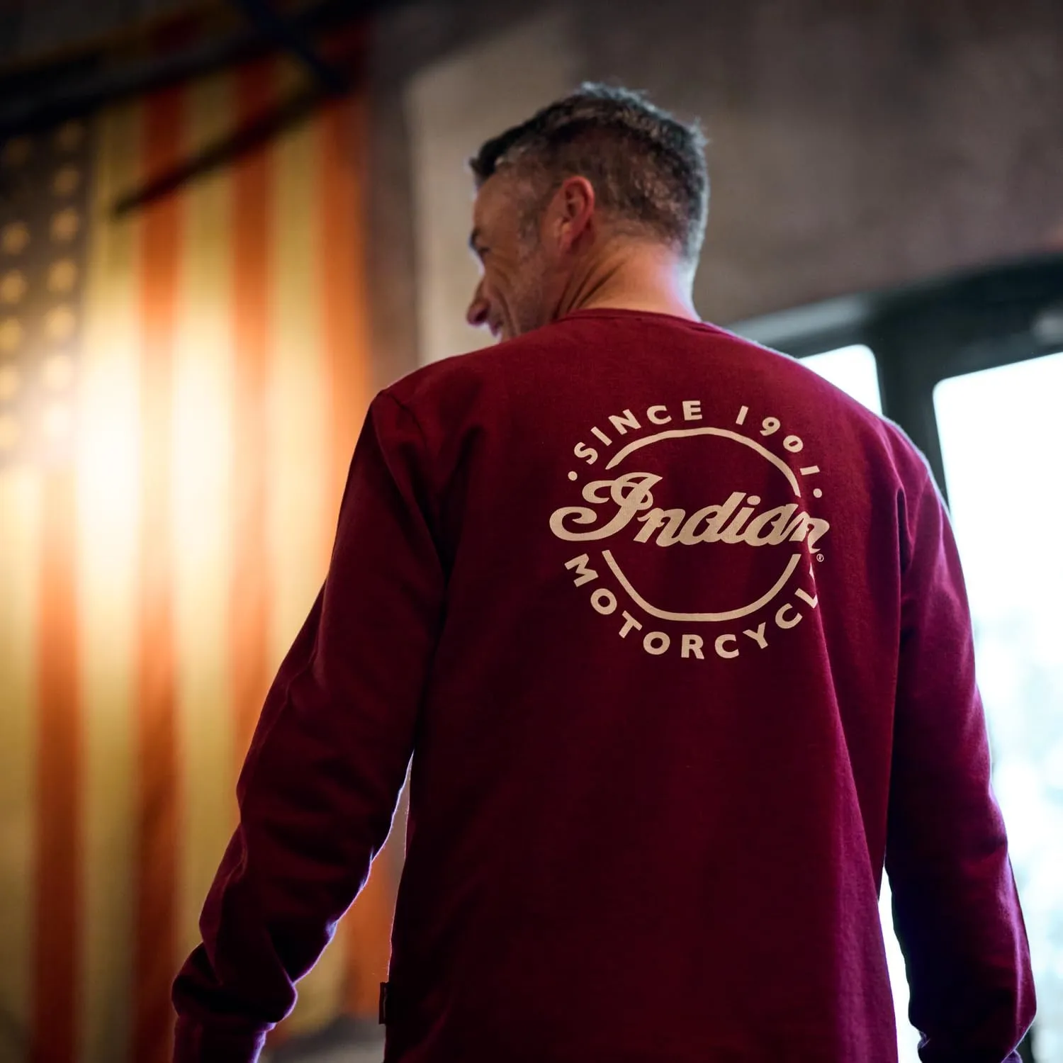 Indian Motorcycle Men's Script Icon Pocket Long Sleeve T-Shirt, Port