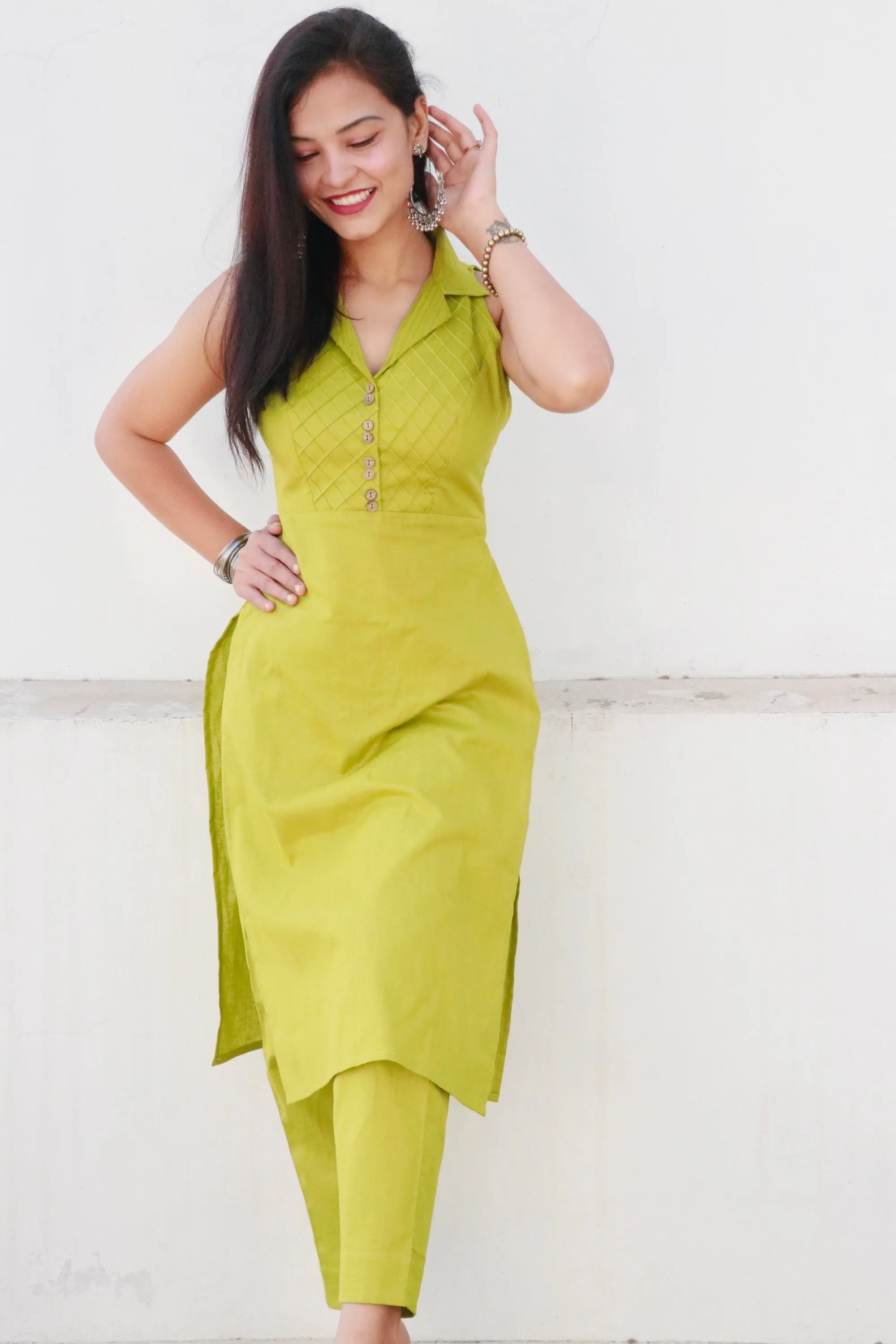 KEA PEAR GREEN COTTON KURTA SET