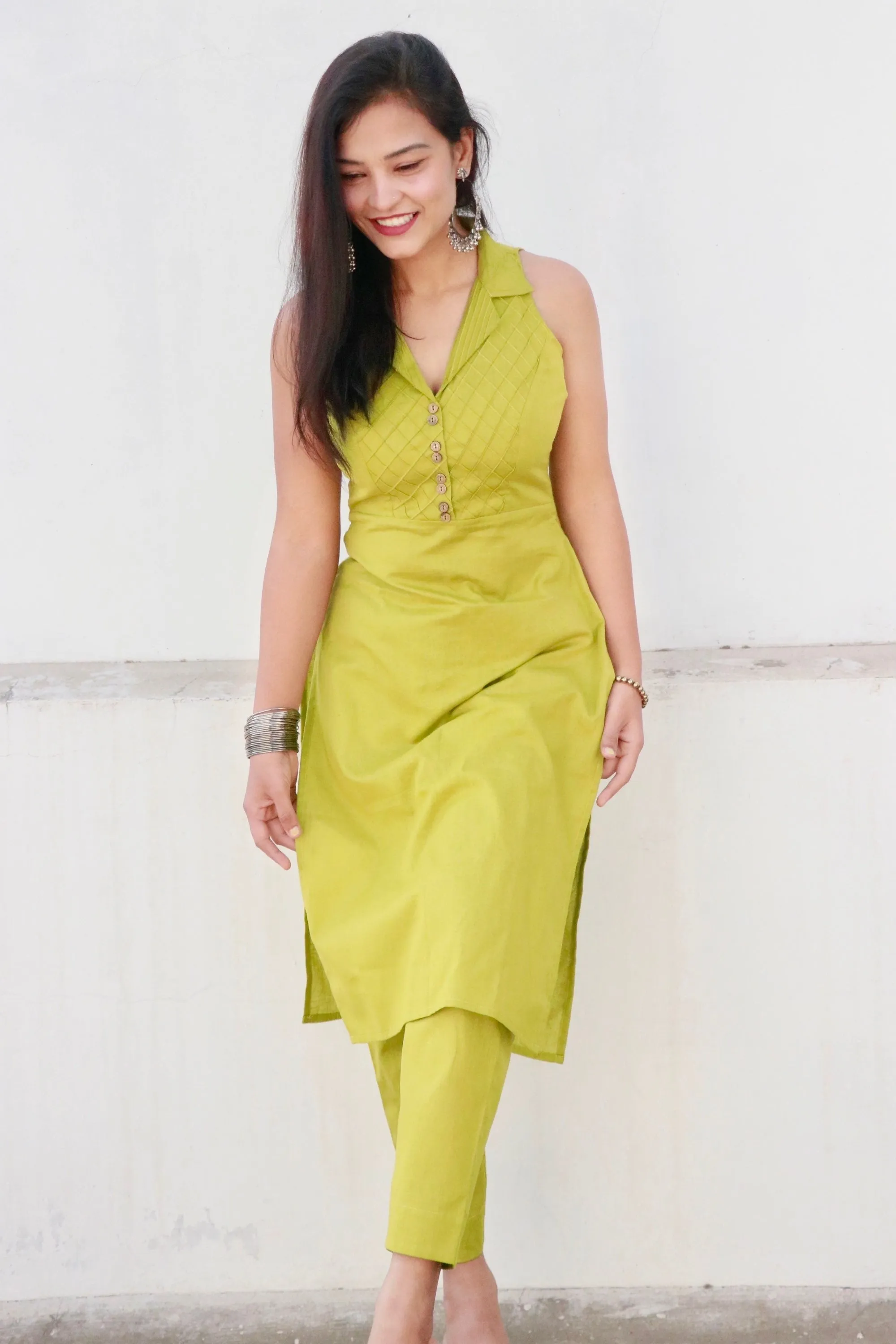 KEA PEAR GREEN COTTON KURTA SET