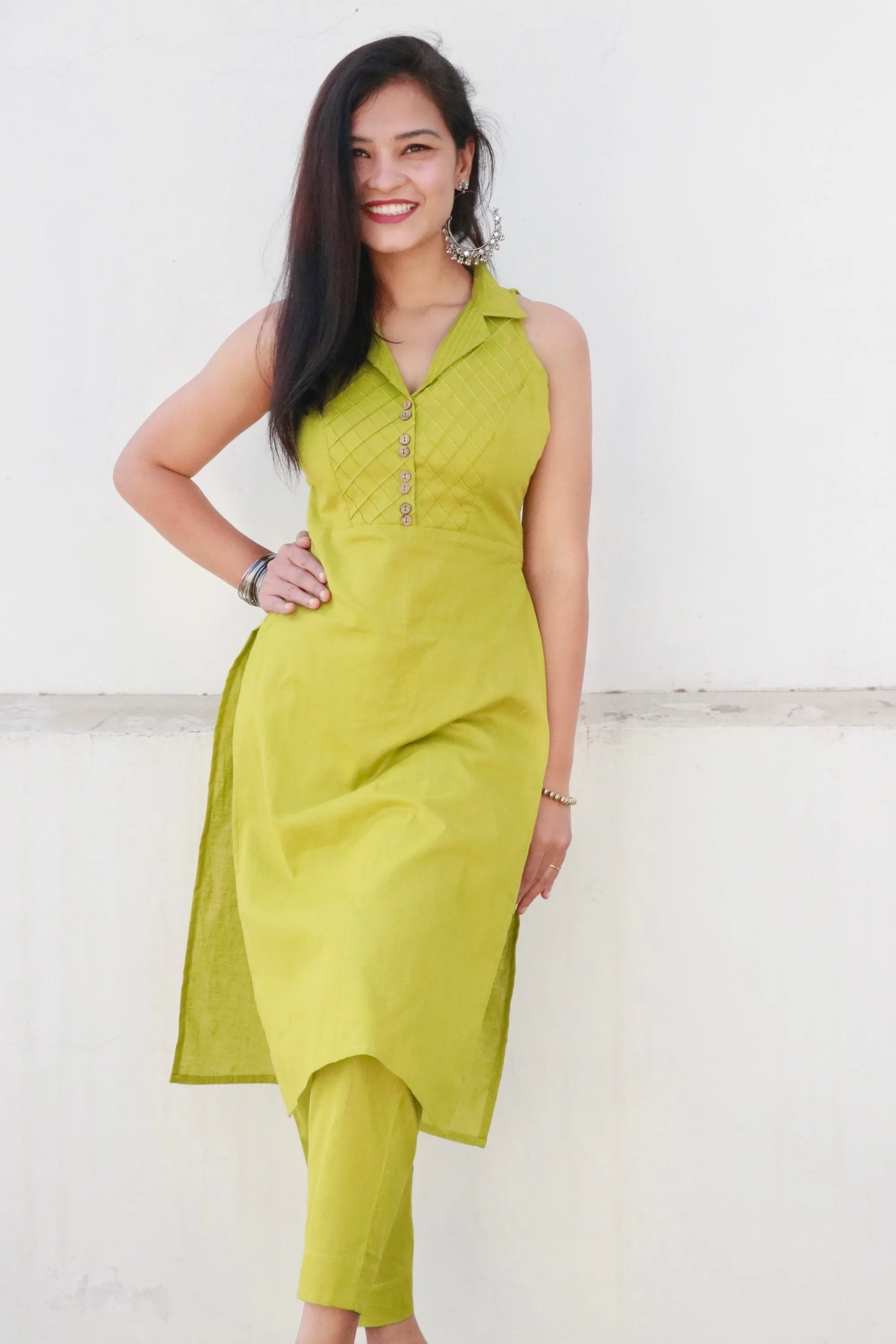 KEA PEAR GREEN COTTON KURTA SET