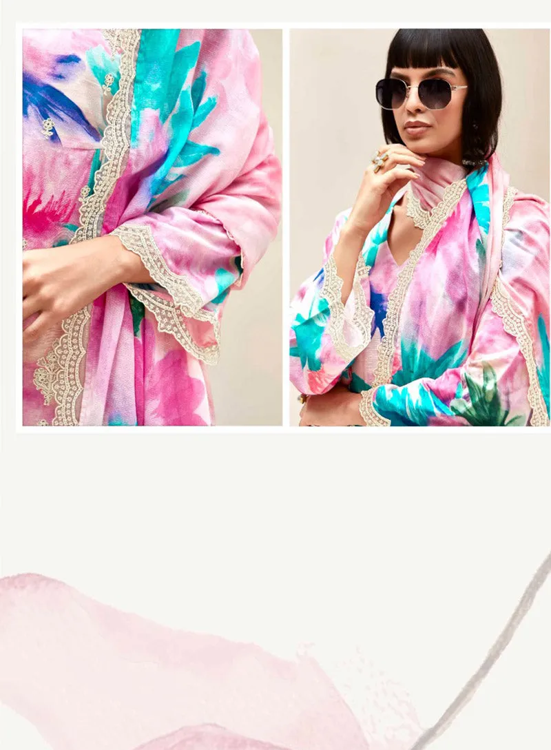 Kimora Pure Linen Unstitched Suit Dress Material with Fancy Embroidery