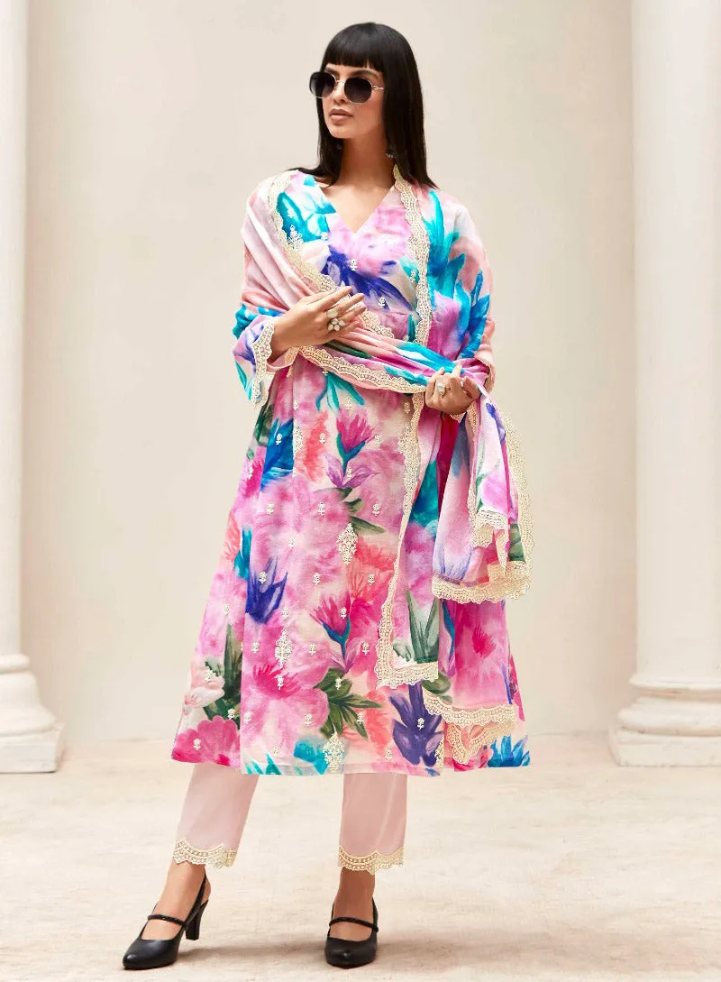 Kimora Pure Linen Unstitched Suit Dress Material with Fancy Embroidery