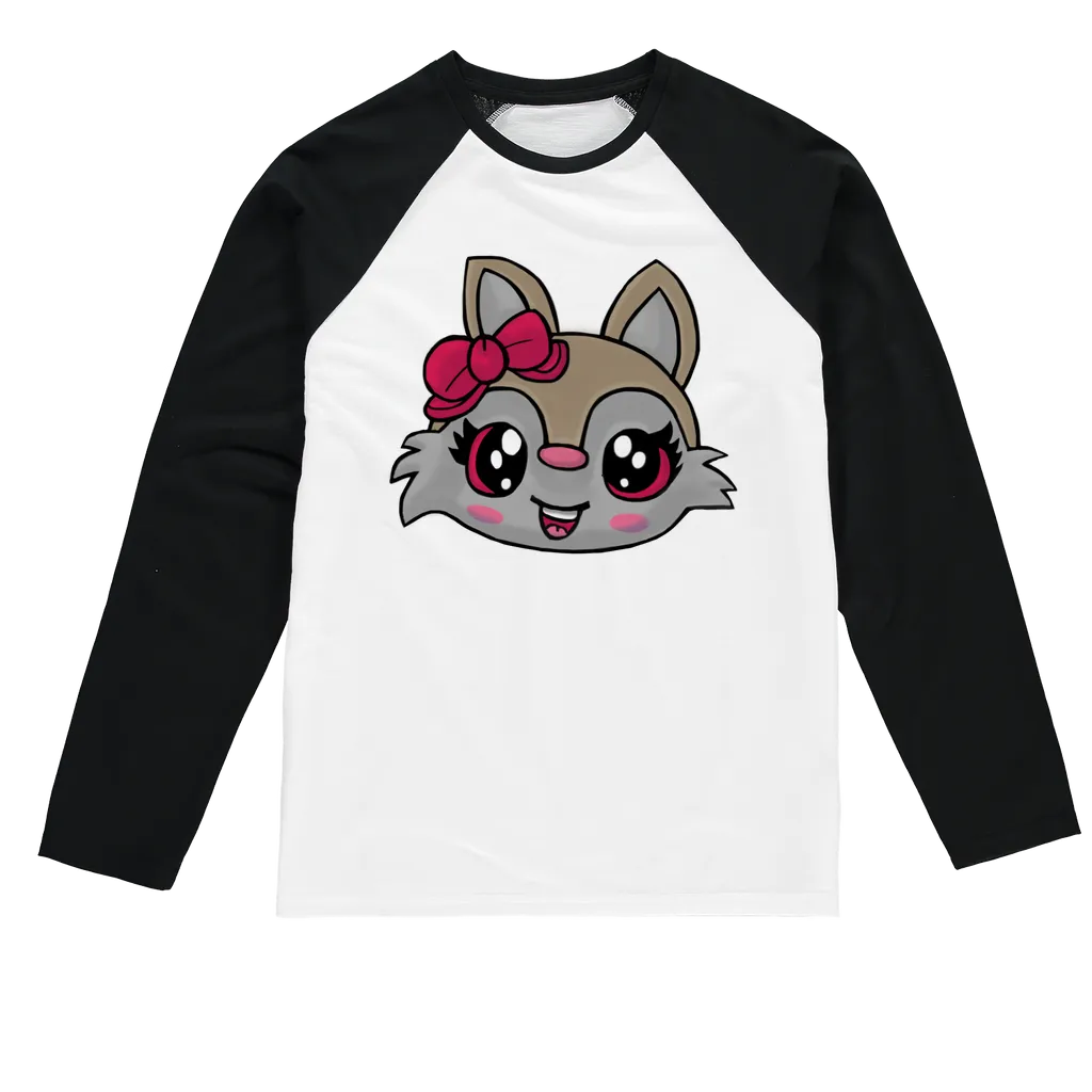 Kitty Face Sublimation Baseball Long Sleeve T-Shirt
