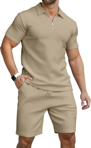 KUYIGO Men's Polo Shirt and Shorts Set Summer Outfits Fashion Casual Short Sleeve Suit for Men 2 Piece Tracksuit