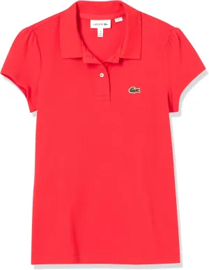Lacoste Girls' Scalloped Collar Mini Piqu Polo Shirt